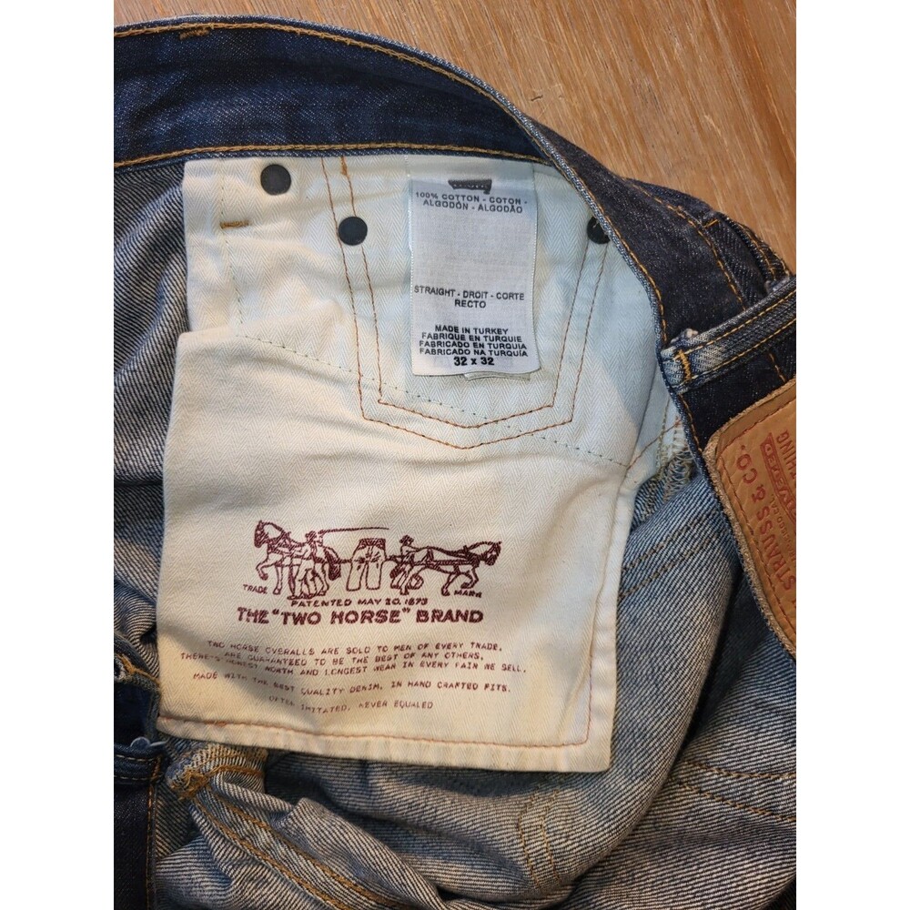 Levi’s Hesher Straight Jeans 32x32 Medium Wash Distressed Mid-Low Rise Turkey - Picture 6 of 6